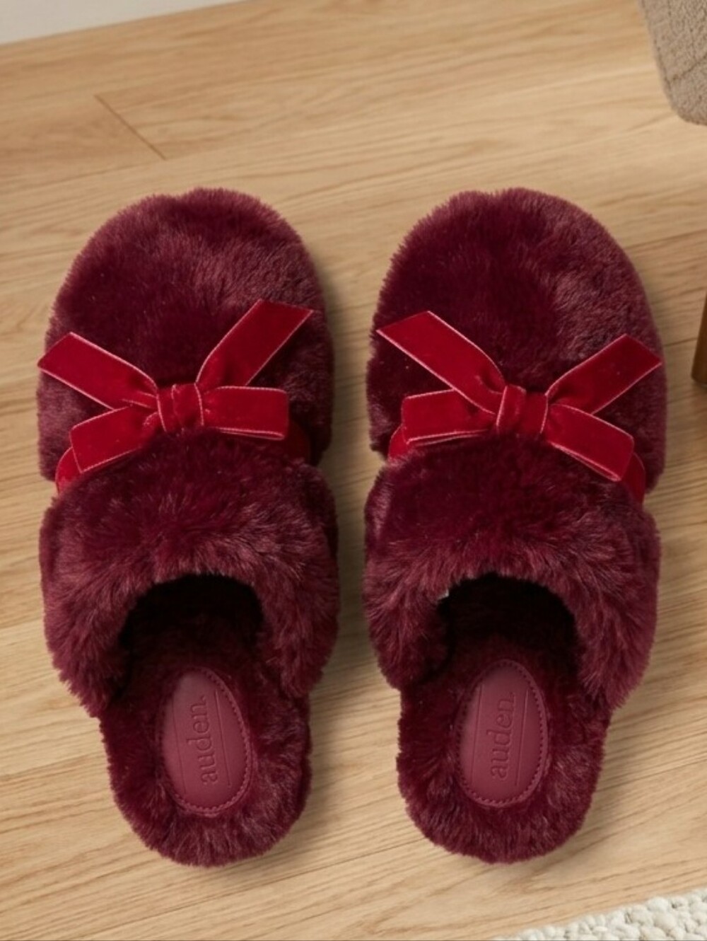 Auden Deep Wine Faux Fur Slippers
